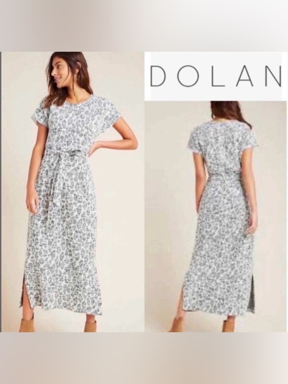 Anthropologie Dolan Left Coast Taleen Textured Midi Dress | Chic Animal Print M
